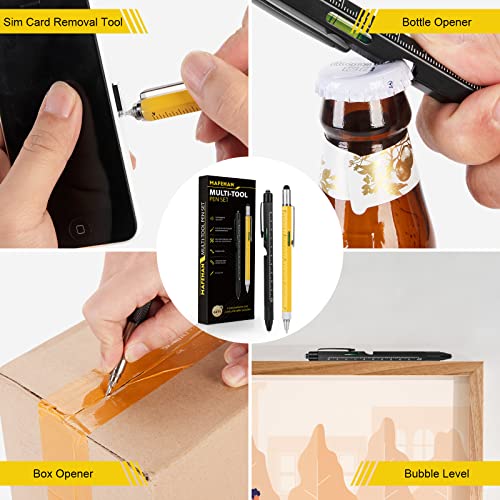 Gifts for Men Dad Him, MAFEHAN 10 in 1 Multi-Tool Pen Set, Father's Day Gifts from Son Daughter Wife, Cool Gadgets For Men, Christmas Gifts Stocking Stuffers for Men-Yellow&Black