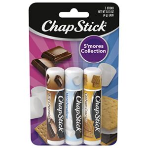 chapstick s’mores collection graham cracker, marshmallow and milk chocolate flavored lip balm tubes variety pack, lip care – 0.15 oz (pack of 3)