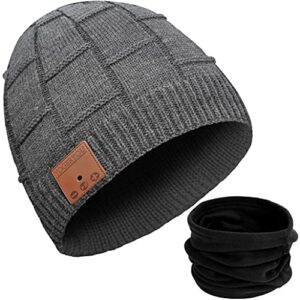 bluetooth beanie hat christmas stocking stuffers unique gifts for men women (dark gray)