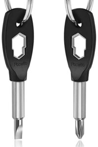 keychain screwdriver tool 2 pack, poswlto 6-in-1 screwdriver set, flathead and phillips bit, hex socket wrench, stocking stuffers for mens, adults, father, husband, employee, christmas gifts