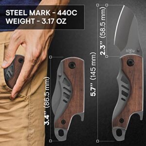 GOOD WORKER 5.7’’ Pocket Knife - Mini Folding Knives - Small Sharp Knife with Bottle Opener - Cool EDC Knives - Tiny Folding Knife - Foldable Knife - Stocking Stuffers for Men Women Children 6779