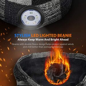 Upgraded LED Beanie Hat with Light - Christmas Stocking Stuffers for Men Gifts, USB Rechargeable Hand-Free Headlamp Cap, Unisex Warm Winter Knit Lighted Headlight Hats for Running, Gifts for Dad Women