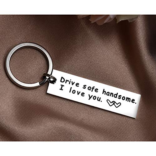LParkin Drive Safe Keychain Handsome I Love You Trucker Husband Gift for Husband Dad Gift Valentines Day Stocking Stuffer