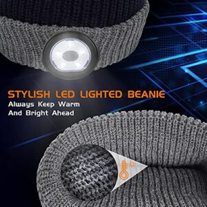 LED Beanie Hat with Lights Men Gifts: Christmas Stocking Stuffers for Men Women Dad Father Grandpa Husband Brother Boyfriend Him Adult Teen - Soft Warm Comfortable Winter Knit Cap Headlamp Lighted Hat