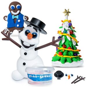 let’s build a snowman, gingerbread man, & christmas tree (3 piece kit), boys and girls christmas stocking stuffers for kids; make snowman crafts, ornaments, kids gifts for xmas, figurines (clay/putty)