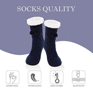 Zando Slipper Socks for Women Fluffy Cozy Fleece-Lined Fuzzy Socks Cabin Warm Winter Socks Soft Thick Comfy Christmas Anti Slip Socks Non Skid Hospital Socks Home Stocking Stuffer Sock O Grey