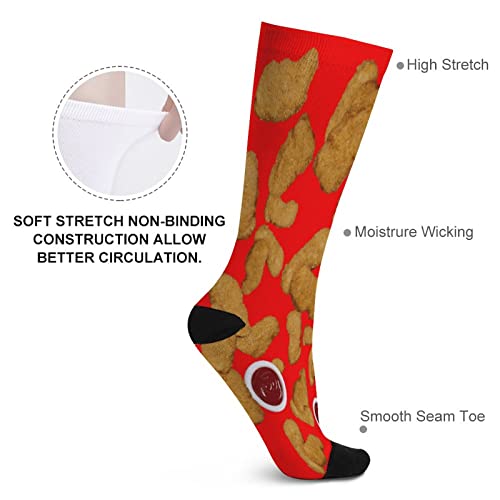 MYSTCOVER Red Chicken Nuggets Socks for Women Socks for Men Crew Socks for Boys Mid Socks for Girls Stocking Stuffers for Teens Casual Athletic Sport Dress Socks