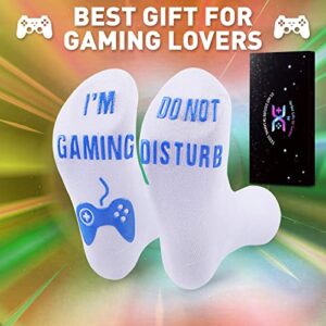 Do Not Disturb I'M Gaming Socks, Teenager Gifts Idea Teens Stocking Stuffers Gamer Sock Gift for Boys Men Dad Father