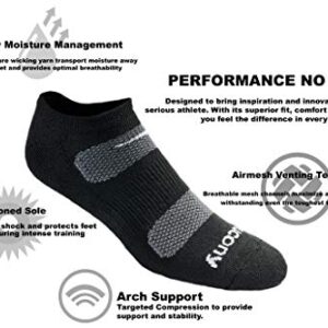 Saucony Men's Multi-Pack Firework Ventilating Performance Comfort No-Show Socks, Black/Grey Assorted (6 Pairs), Shoe Size: 8-12