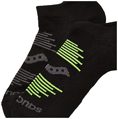 Saucony Men's Multi-Pack Firework Ventilating Performance Comfort No-Show Socks, Black/Grey Assorted (6 Pairs), Shoe Size: 8-12