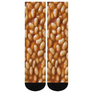 MYSTCOVER Baked Beans Socks for Women Socks for Men Crew Socks for Boys Mid Socks for Girls Stocking Stuffers for Teens Casual Athletic Sport Dress Socks