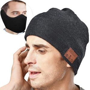 bluetooth hat beanie,unique christmas tech gifts for men women teen boys girls boyfriend husband teenage son dark gray