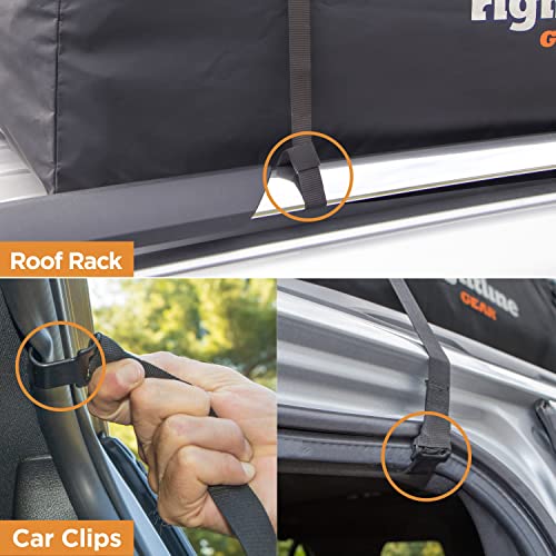 Rightline Gear Range 3 Weatherproof Rooftop Cargo Carrier for Top of Vehicle, Attaches With or Without Roof Rack, 18 Cubic Feet, Black