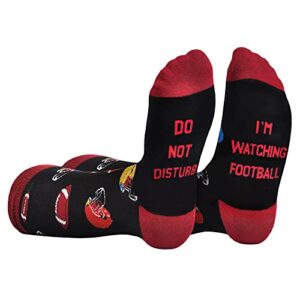 funny football socks for men women teens boys – do not disturb,i’m watching football novelty fun crew socks-funky cotton crazy socks with sayings-valentines day funny gifts silly stocking stuffers