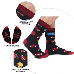 Funny Football Socks for Men Women Teens Boys - DO NOT DISTURB,I'M WATCHING FOOTBALL Novelty Fun Crew Socks-Funky Cotton Crazy Socks with Sayings-Valentines Day Funny Gifts Silly Stocking Stuffers