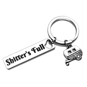 isiyu mens stocking stuffers for adults shtter’s full funny keychain gifts christmas stockings stocking stuffers for women men happy camper rv camping gifts accessories (silver)