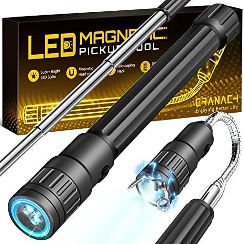 Fathers Day Gifts for Dad Men Husband from Daughter Son Wife, Magnetic Pickup Tool LED Telescoping Magnet Pick Up Flashlight Work Light Cool Gadgets Birthday for Him Who Have Everything Wants Nothing