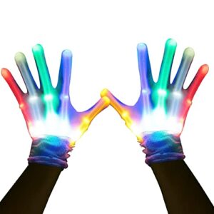hitop led gloves,light up gloves cool fun toys for 5-12 year old boys girls christmas stocking stuffers for kids teens men