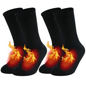 jspa mens black thermal socks, stocking stuffers for men women heated skiing socks warm insulated boot socks for men thick fuzzy crew socks sport outdoors socks for cold winter for men medium