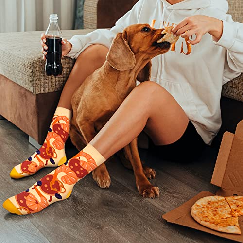 Funny Pizza Socks Box for Men Women Teen Boys - Funny Pizza Lovers Gifts Novelty Food Fun Funky Cool Crazy Silly Crew Socks-Valentines Day Birthday Gifts Ideas Christmas Stocking Stuffers (M,4 pairs)