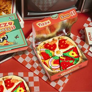 Funny Pizza Socks Box for Men Women Teen Boys - Funny Pizza Lovers Gifts Novelty Food Fun Funky Cool Crazy Silly Crew Socks-Valentines Day Birthday Gifts Ideas Christmas Stocking Stuffers (M,4 pairs)