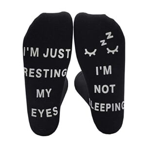 leotruny i’m not sleeping i’m just resting my eyes novelty funny socks birthday gifts for men women dad boyfriend (c01-eyelash)