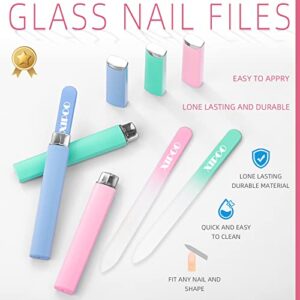 Glass Nail File 3 Pack, Nail File, Glass Nail File with Case, Double Sided Etched Surface Files, Stocking Stuffers for Women or Adults, Unique Gifts Package for Women and Girls, by XIPOO