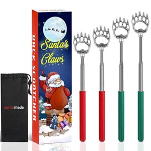 bear claw back scratcher 4 pack – telescopic expendable cool stuff gadgets for dad, husband, grandma, grandpa, elderly, older – christmas gifts stocking stuffers for men