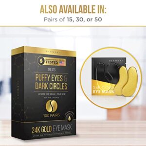 Dermora 24K Gold Eye Mask Puffy Eyes and Dark Circles Treatments Look Less Tired and Refresh Your Skin, 30 Pairs