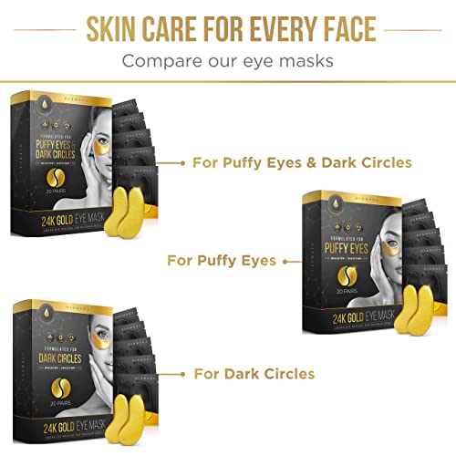 Dermora 24K Gold Eye Mask Puffy Eyes and Dark Circles Treatments Look Less Tired and Refresh Your Skin, 30 Pairs