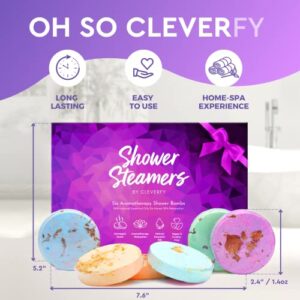 Cleverfy Shower Steamers Aromatherapy - Variety Pack of 6 Shower Bombs with Essential Oils. Self Care and Relaxation Birthday Gifts for Women and Men. Purple Set