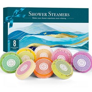 shower steamers aromatherapy – 8 pack valentine pure essential oil shower bombs for home spa bath self care, essential oil stress relief and relaxation bath gifts for mom women, birthday day, travel
