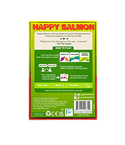 Exploding Kittens Happy Salmon Family-Friendly Party - Card Games for Adults, Teens & Kids