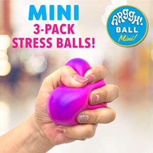 Power Your Fun Arggh Mini Stress Balls for Adults and Kids - 3pk Squishy Stress Balls with Light, Medium, Heavy Resistances, Fidget Toy Sensory Stress Anxiety Relief Squeeze Toys (Yellow, Pink, Blue)