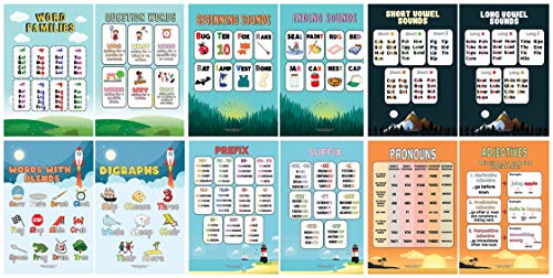 Creanoso Delightful Primary English Educational Learning Posters (24-Pack) - Premium Quality Gift Ideas for Children, Teens, & Adults for All Occasions - Stocking Stuffers Party Favor & Giveaways