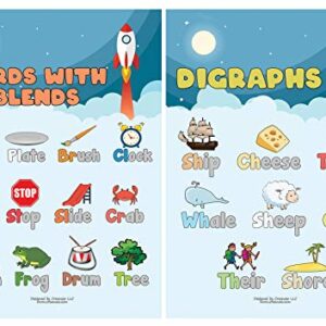 Creanoso Delightful Primary English Educational Learning Posters (24-Pack) - Premium Quality Gift Ideas for Children, Teens, & Adults for All Occasions - Stocking Stuffers Party Favor & Giveaways