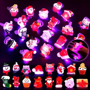 40 pieces 3d christmas light up rings christmas party favors for kid adults led flash finger rings glow in the dark christmas toys stocking stuffer xmas gifts christmas party supplies