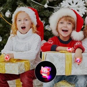 40 Pieces 3D Christmas Light up Rings Christmas Party Favors For Kid Adults LED Flash Finger Rings Glow in the Dark Christmas Toys Stocking Stuffer Xmas Gifts Christmas Party Supplies