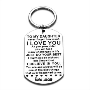 inspirational daughter gifts keychain from mom christmas birthday present for her teen girls adult women valentines mothers day graduation gift to my daughter come of age wedding stocking stuffer
