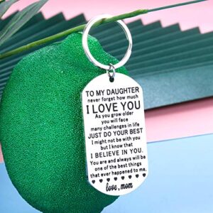 Inspirational Daughter Gifts Keychain from Mom Christmas Birthday Present for Her Teen Girls Adult Women Valentines Mothers Day Graduation Gift to My Daughter Come of Age Wedding Stocking Stuffer