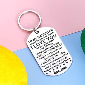 Inspirational Daughter Gifts Keychain from Mom Christmas Birthday Present for Her Teen Girls Adult Women Valentines Mothers Day Graduation Gift to My Daughter Come of Age Wedding Stocking Stuffer