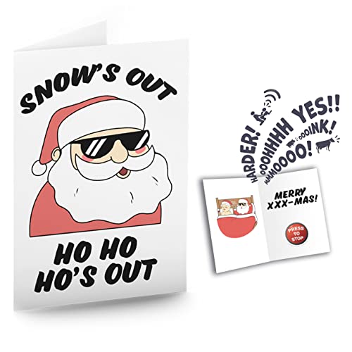 Prank Xmas Greeting Card Plays Raunchy Sounds When Opened. 3 Pack Has Big Fake Stop Button. 20 Hilarious Seconds of Nonstop Naughty Sound. Extra Loud Adult Gag Gift or Stocking Stuffer for Fun Friends