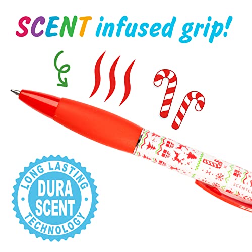 Holiday Smens - Candy Cane Scented Gel Pens 4 Count, Stocking Stuffer Gifts for Kids School Supplies Party Favors Classroom Reward