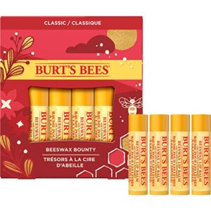 Burt’s Bees Christmas Gifts, 4 Lip Balm Stocking Stuffers Products, Beeswax Bounty Classic Set - Beeswax Moisturizing Lip Balm