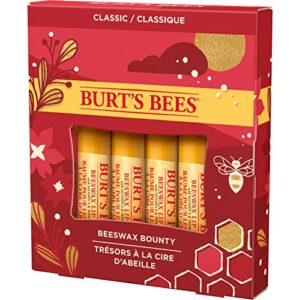 Burt’s Bees Christmas Gifts, 4 Lip Balm Stocking Stuffers Products, Beeswax Bounty Classic Set - Beeswax Moisturizing Lip Balm