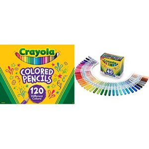 crayola colored pencils, no repeat colors, 120count, stocking stuffer, gift & ultra clean washable broad line markers, 40 classic colors, gift for kids