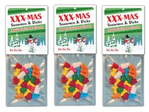3 pack – snowman christmas weener candy – adult funny holiday party favor penis stocking stuffer