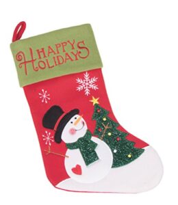 clever creations happy holidays snowman christmas stocking for kids, teens, & adults | holiday decor theme | perfect for small gifts, stocking stuffers, & candy | measures 16″ tall