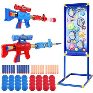 kids outdoor toys for 5+ year old boys: shooting game toy with target set for age 5 6 7 8-12 boy girls gifts – 2 pack cool party games easter basket stuffers for kids outside toys family fun ideas