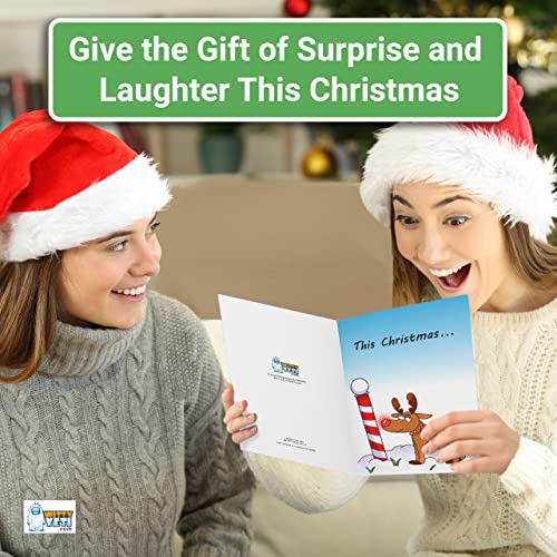 Hilarious Rudolph Christmas Greeting Card Set by Witty Yeti. 10 Pack of 5"x7" Joke Cards. Funny Adult Holiday Stocking Stuffer for Men or Women. Give the Gift of Holiday Humor to Friends and Family